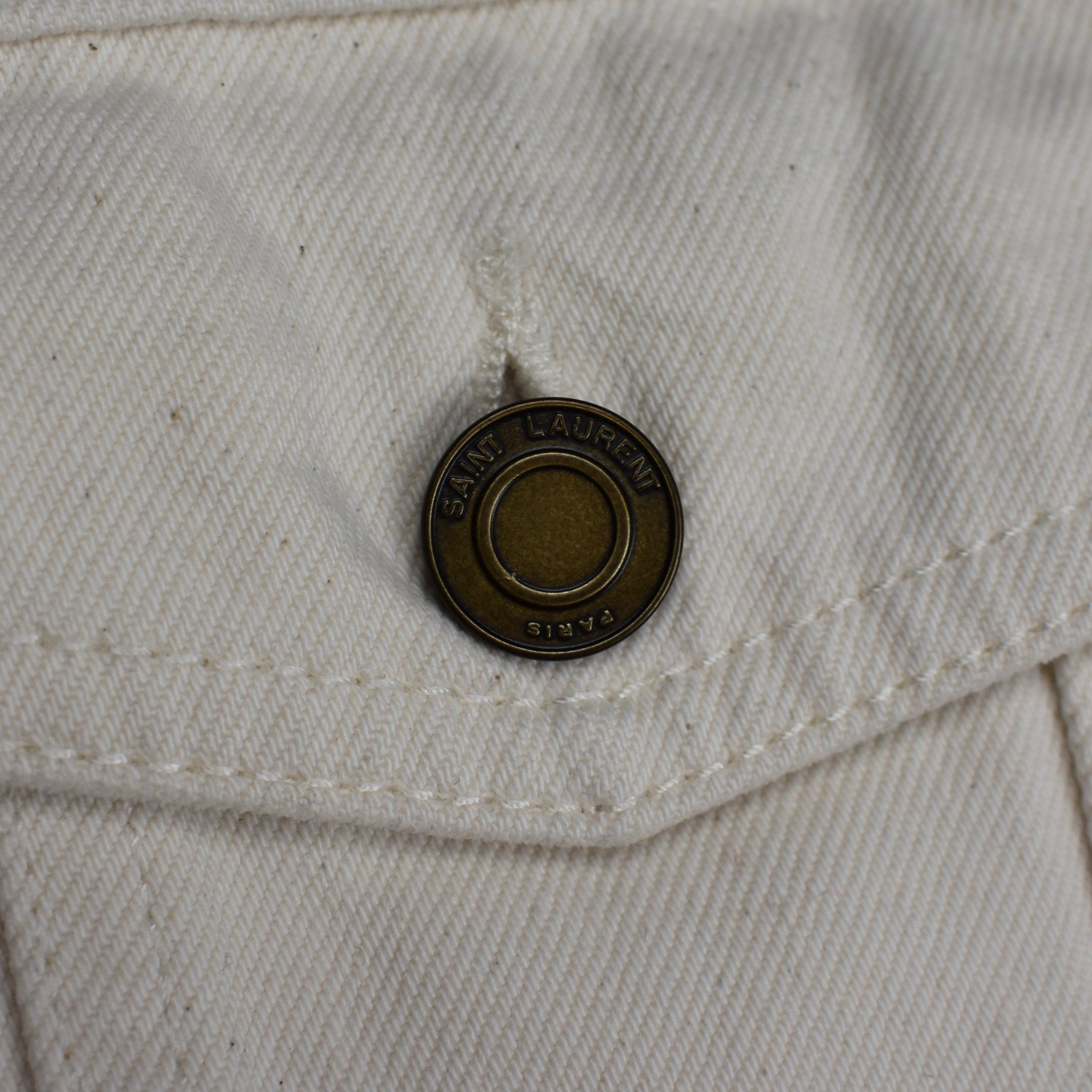 Saint Laurent Paris Saint Laurent Cream White Denim Trucker Jacket Size US L / EU 52-54 / 3 - 6 Thumbnail
