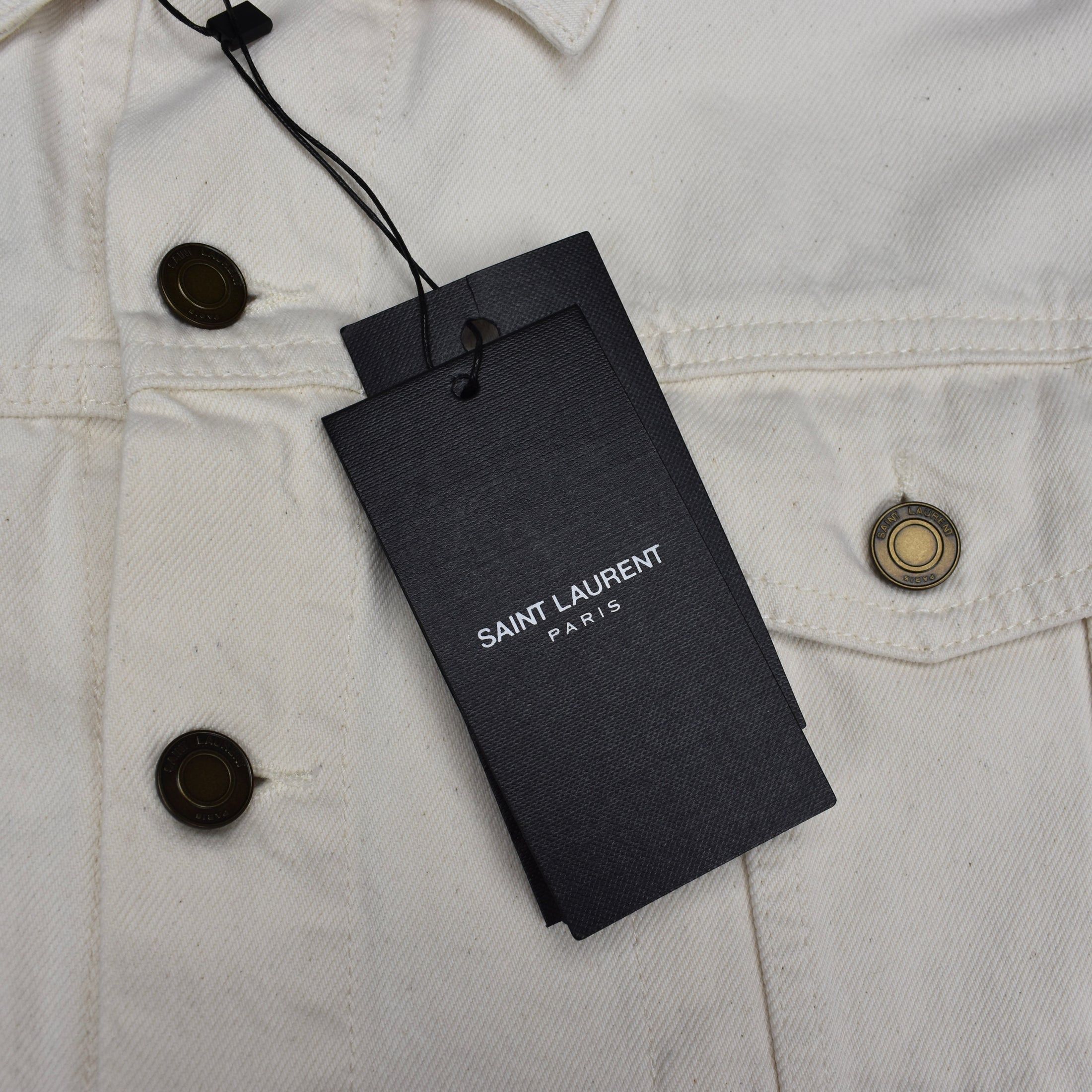 Saint Laurent Paris Saint Laurent Cream White Denim Trucker Jacket Size US L / EU 52-54 / 3 - 4 Thumbnail