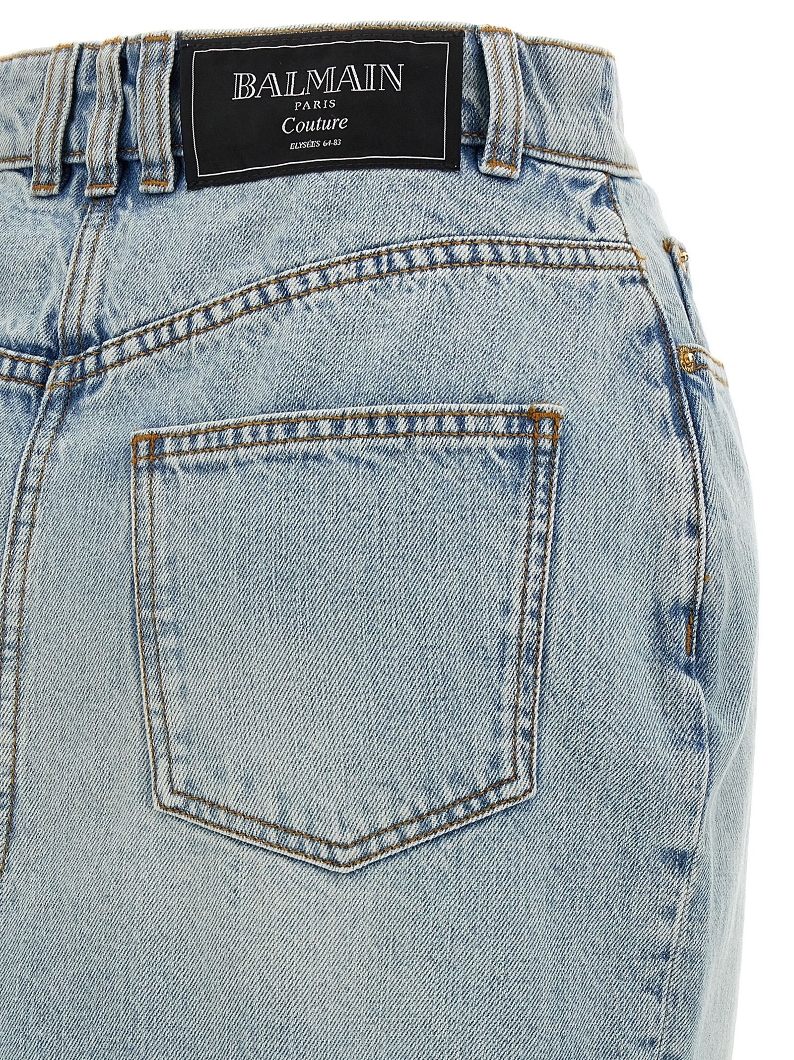 Balmain Denim Midi Skirt Size 26" / US 2 / IT 38 - 4 Thumbnail