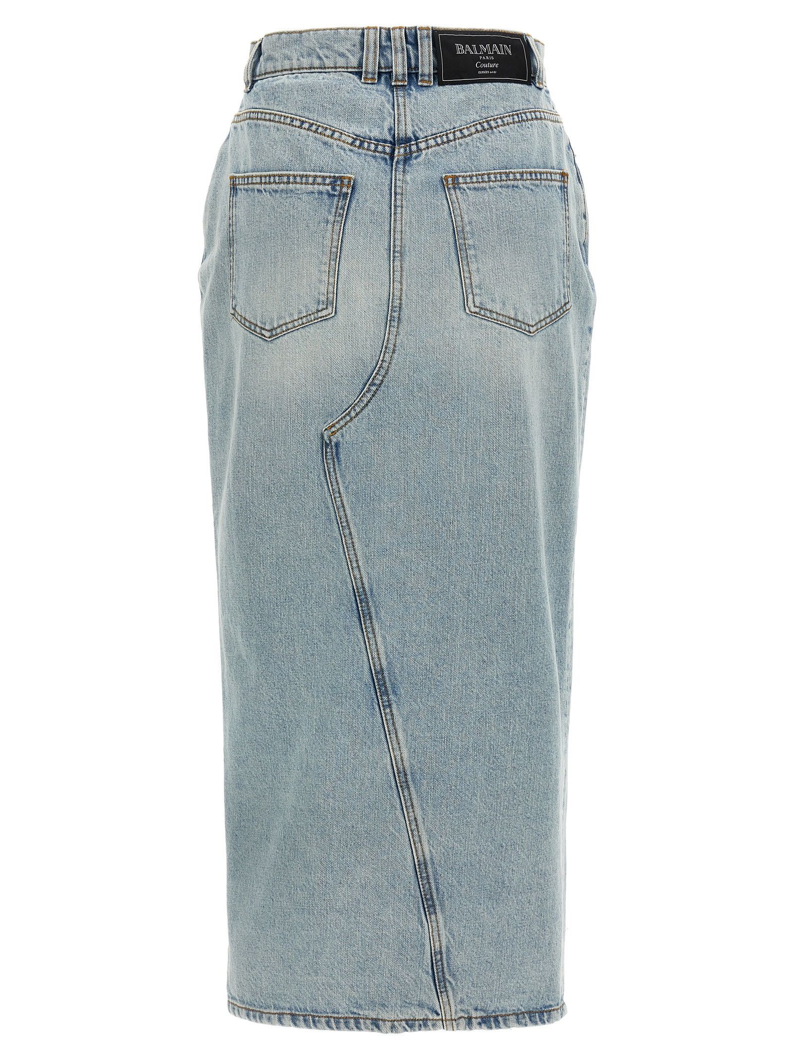 Balmain Denim Midi Skirt Size 26" / US 2 / IT 38 - 2 Thumbnail