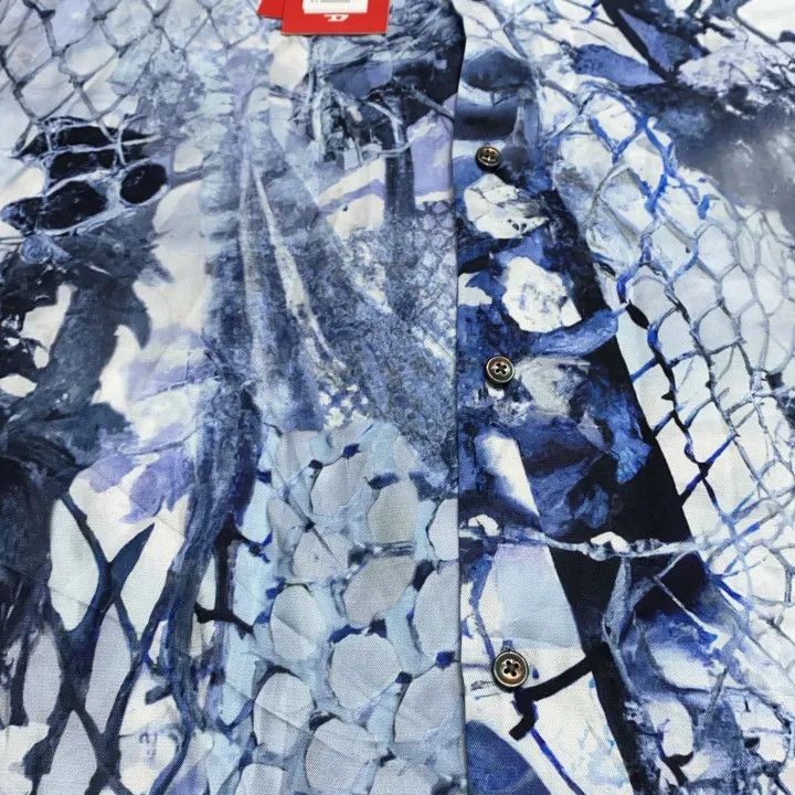 Diesel Diesel Blue Printed Short Sleeve Shirt 0079 Size US XXL / EU 58 / 5 - 9 Thumbnail