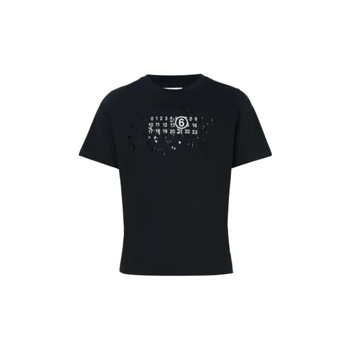 Maison Margiela MM6 Maison Margiela Distressed Logo Black T-Shirt 0079 Size US M / EU 48-50 / 2 - 2 Thumbnail
