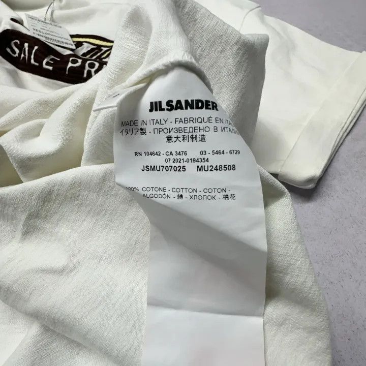 Jil Sander JIL SANDER White Short Sleeve Embroidered T-Shirt 0079 Size US S / EU 44-46 / 1 - 4 Thumbnail