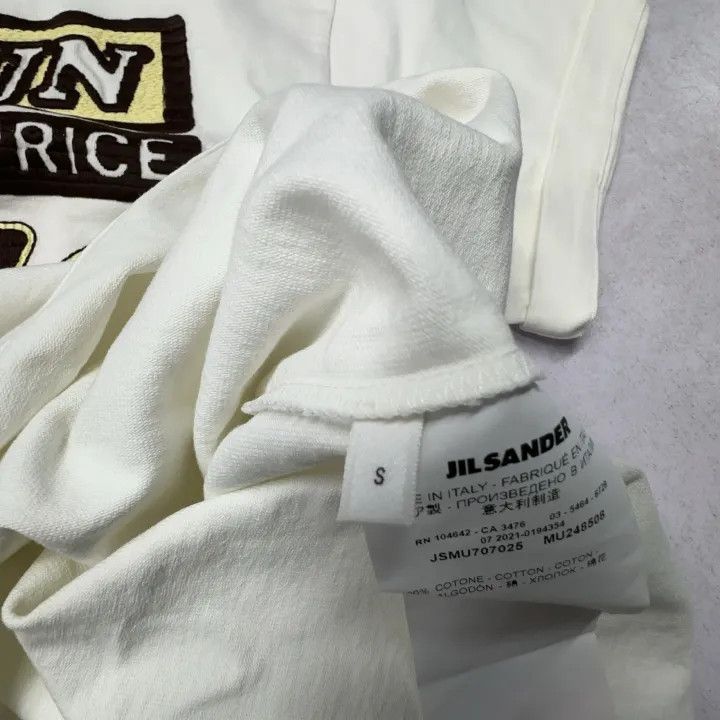 Jil Sander JIL SANDER White Short Sleeve Embroidered T-Shirt 0079 Size US S / EU 44-46 / 1 - 5 Thumbnail
