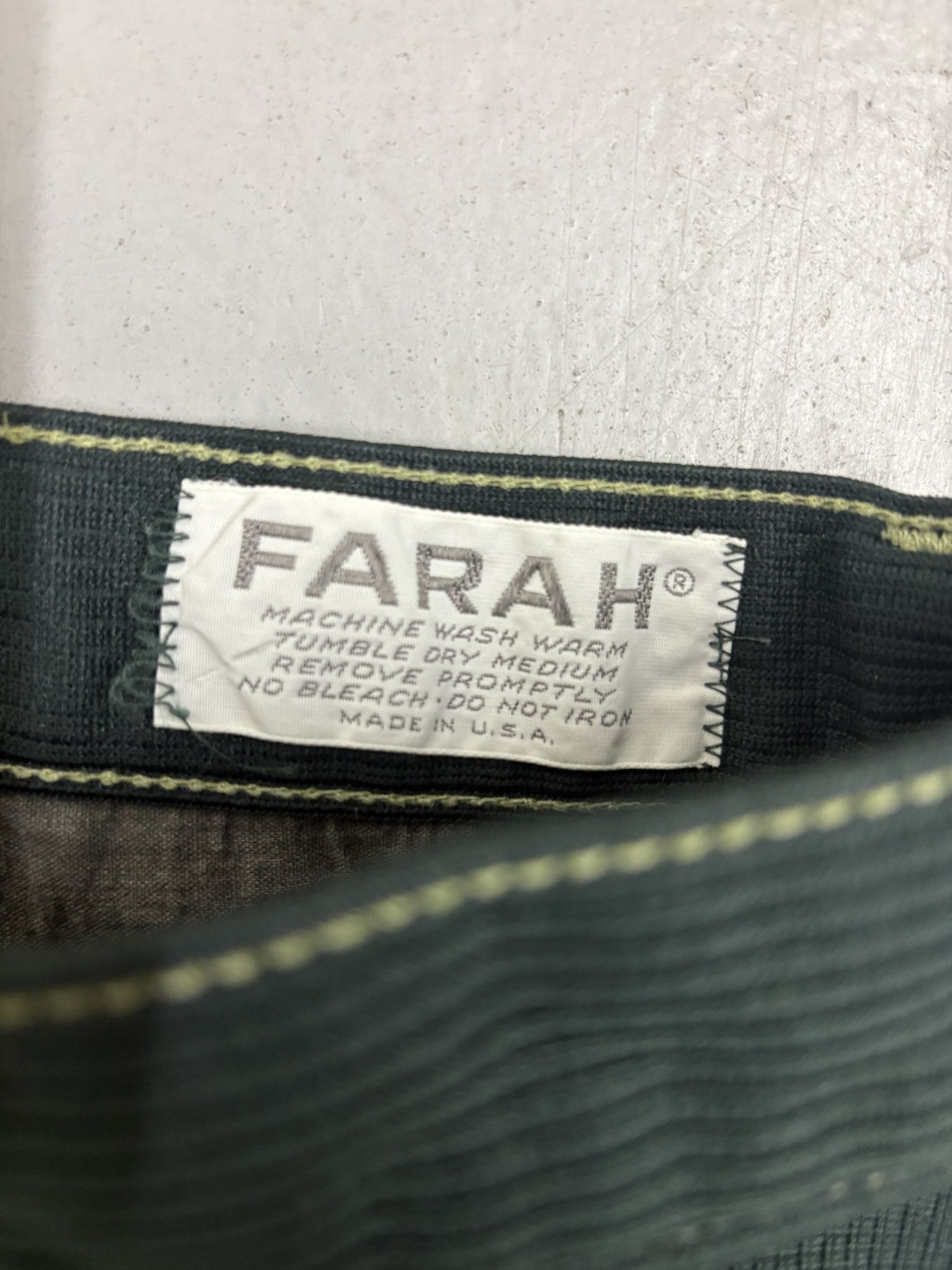 Farah × Vintage Vintage 90's Farah Texture Lined Green Polyester Denim Size 30x30 Size US 30 / EU 46 - 2 Thumbnail