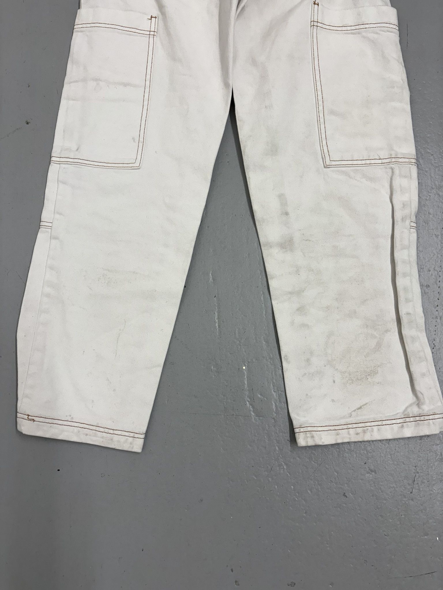 Vintage Vintage 00's Y2K BDG Urban Outfitters Contrast Stitch White Cargo Denim Jeans Size 26x30 Size US 26 / EU 42 - 5 Thumbnail
