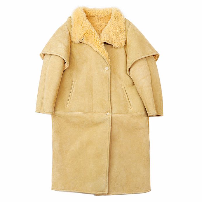 Celine Celine Celine Mouton Layered Sleeve Stand Collar Lambskin Coat Leather Outerwear 2D168269F Size ONE SIZE - 11 Thumbnail
