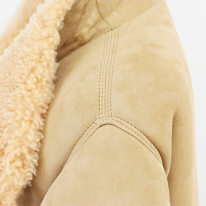 Celine Celine Celine Mouton Layered Sleeve Stand Collar Lambskin Coat Leather Outerwear 2D168269F Size ONE SIZE - 4 Thumbnail