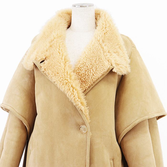 Celine Celine Celine Mouton Layered Sleeve Stand Collar Lambskin Coat Leather Outerwear 2D168269F Size ONE SIZE - 2 Thumbnail