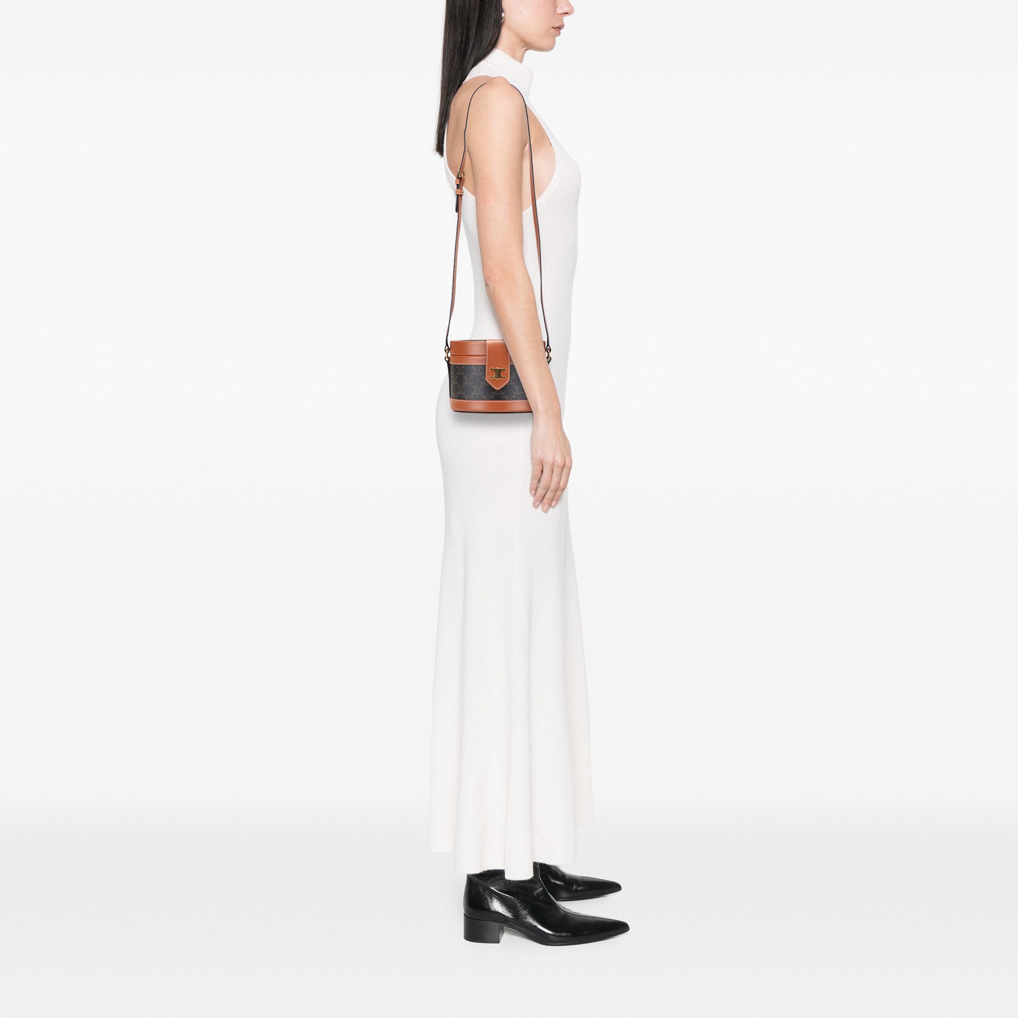 Celine Celine Medium Triomphe Coated Canvas Tambour Crossbody Size ONE SIZE - 12 Thumbnail