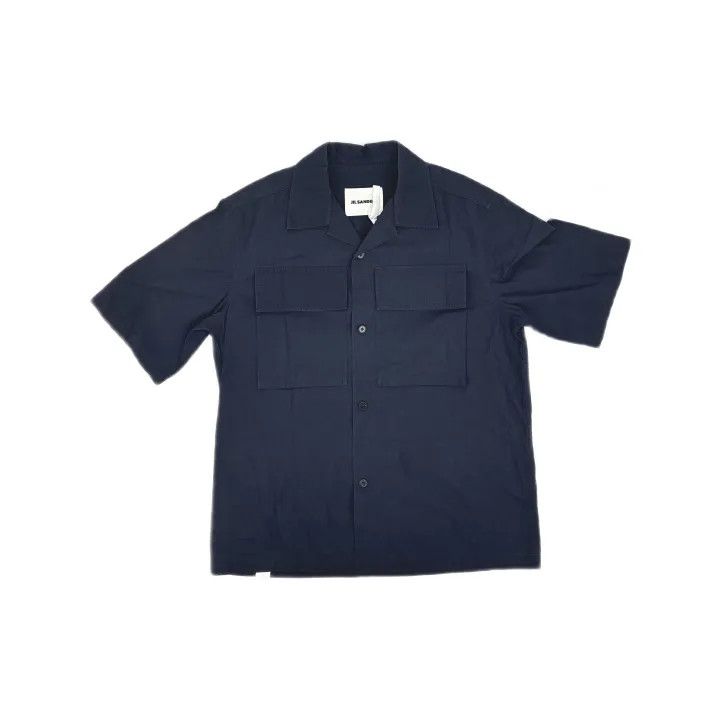 Jil Sander JIL SANDER Short Sleeve Pocket Shirt in Blue 0079 Size US M / EU 48-50 / 2 - 2 Thumbnail