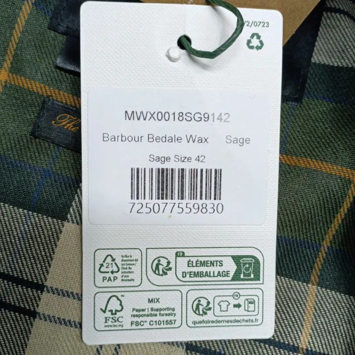 Barbour Barbour Long Sleeve Waxed Jacket for Men 0079 Size US L / EU 52-54 / 3 - 6 Thumbnail