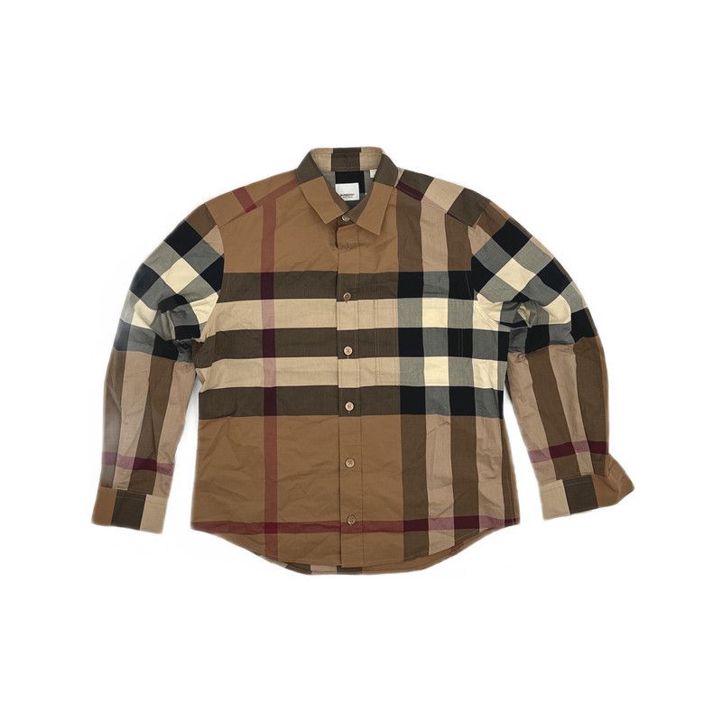 Burberry Burberry Brown Check Cotton Long Sleeve Shirt 0079 Size US M / EU 48-50 / 2 - 3 Thumbnail