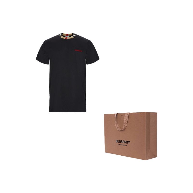 Burberry Burberry Black Short Sleeve T-Shirt with Embroidered Logo 0079 Size US XL / EU 56 / 4 - 2 Thumbnail