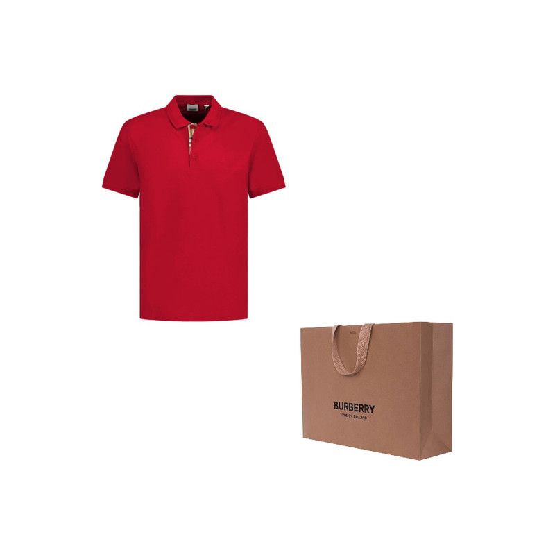 Burberry Burberry Red Logo Short Sleeve Polo Shirt 0079 Size US L / EU 52-54 / 3 - 2 Thumbnail