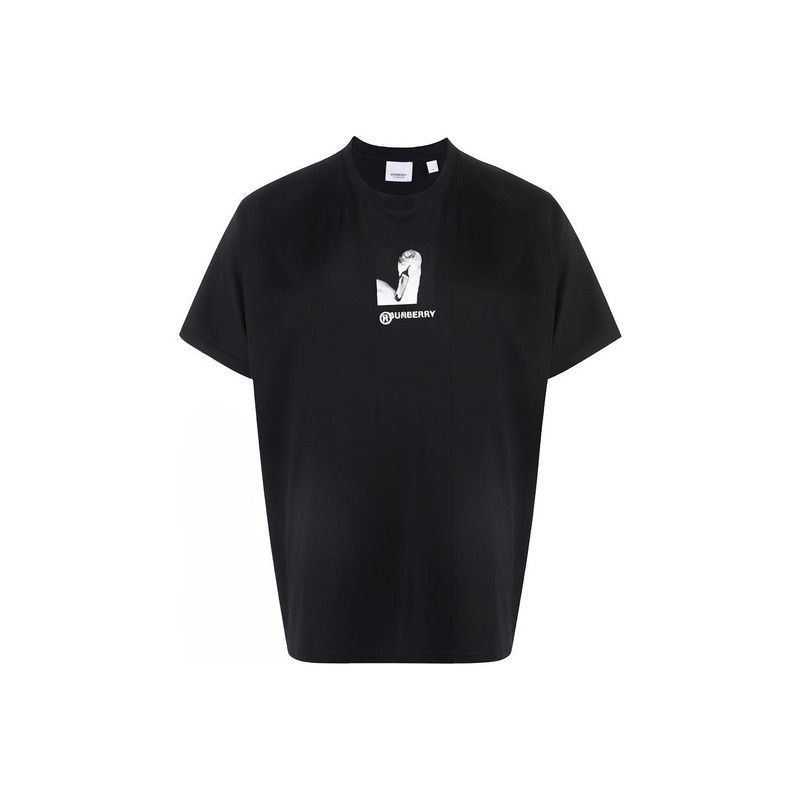 Burberry Burberry Black Logo Print Cotton T-Shirt 0079 Size US XXS / EU 40 - 8 Thumbnail