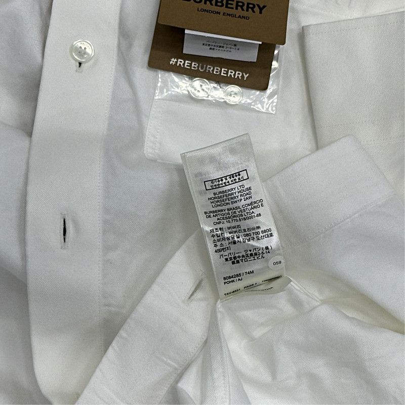 Burberry Burberry White Logo Long Sleeve Button-Up Shirt 0079 Size US L / EU 52-54 / 3 - 3 Thumbnail