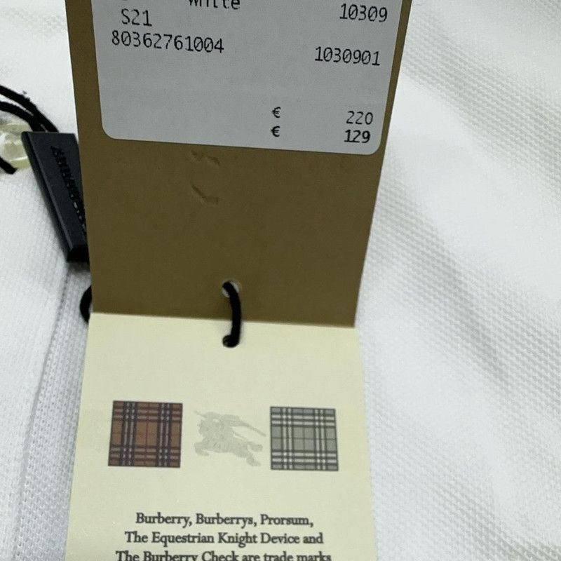 Burberry Burberry Classic White Short Sleeve Polo Shirt 0079 Size US XL / EU 56 / 4 - 10 Thumbnail