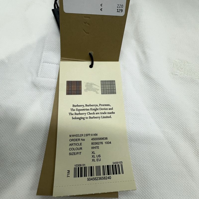 Burberry Burberry SS22 Solid White Short Sleeve Polo 0079 Size US XL / EU 56 / 4 - 13 Thumbnail