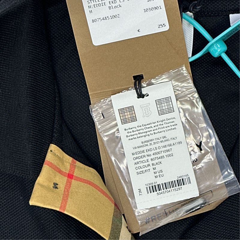 Burberry Burberry Black Long Sleeve Polo Shirt for Men 0079 Size US M / EU 48-50 / 2 - 3 Thumbnail