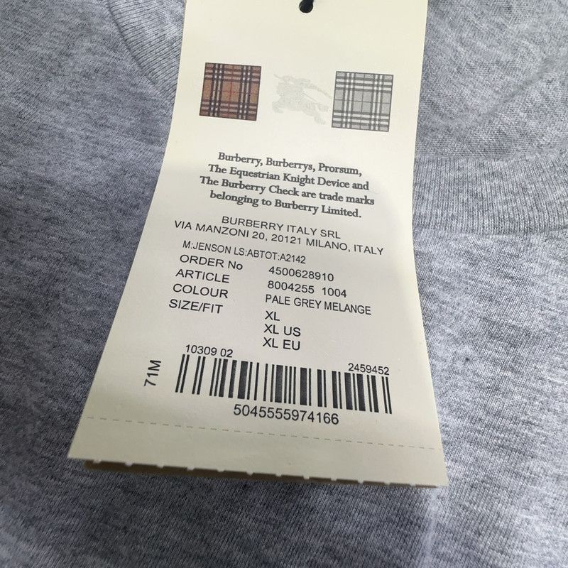 Burberry Burberry Gray Ribbed Long Sleeve T-Shirt 0079 Size US XL / EU 56 / 4 - 11 Thumbnail