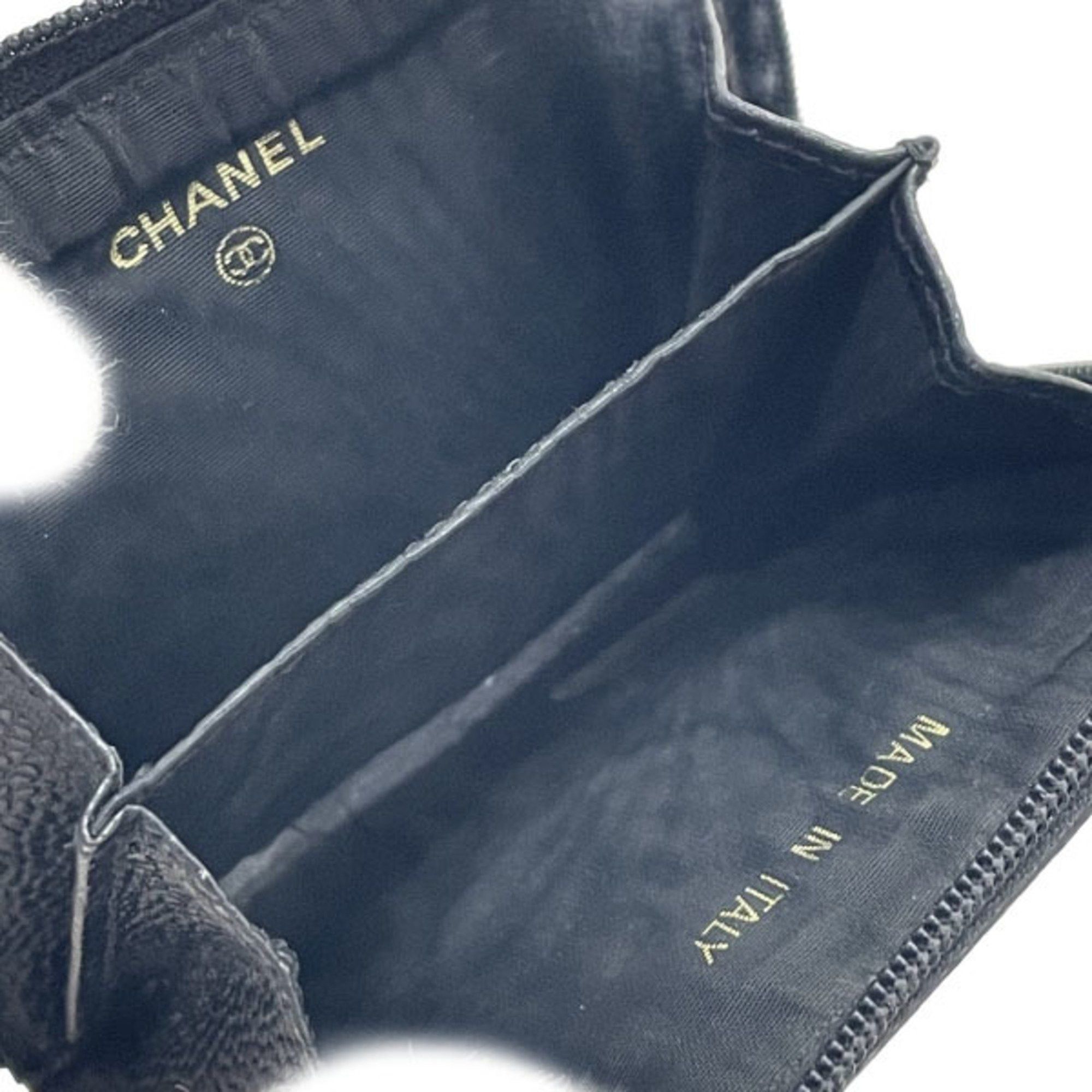 Chanel Chanel Coin Case Coco Mark Round Caviar Skin Leather Black CHANEL CC Purse MM-15474 Size ONE SIZE - 6 Thumbnail
