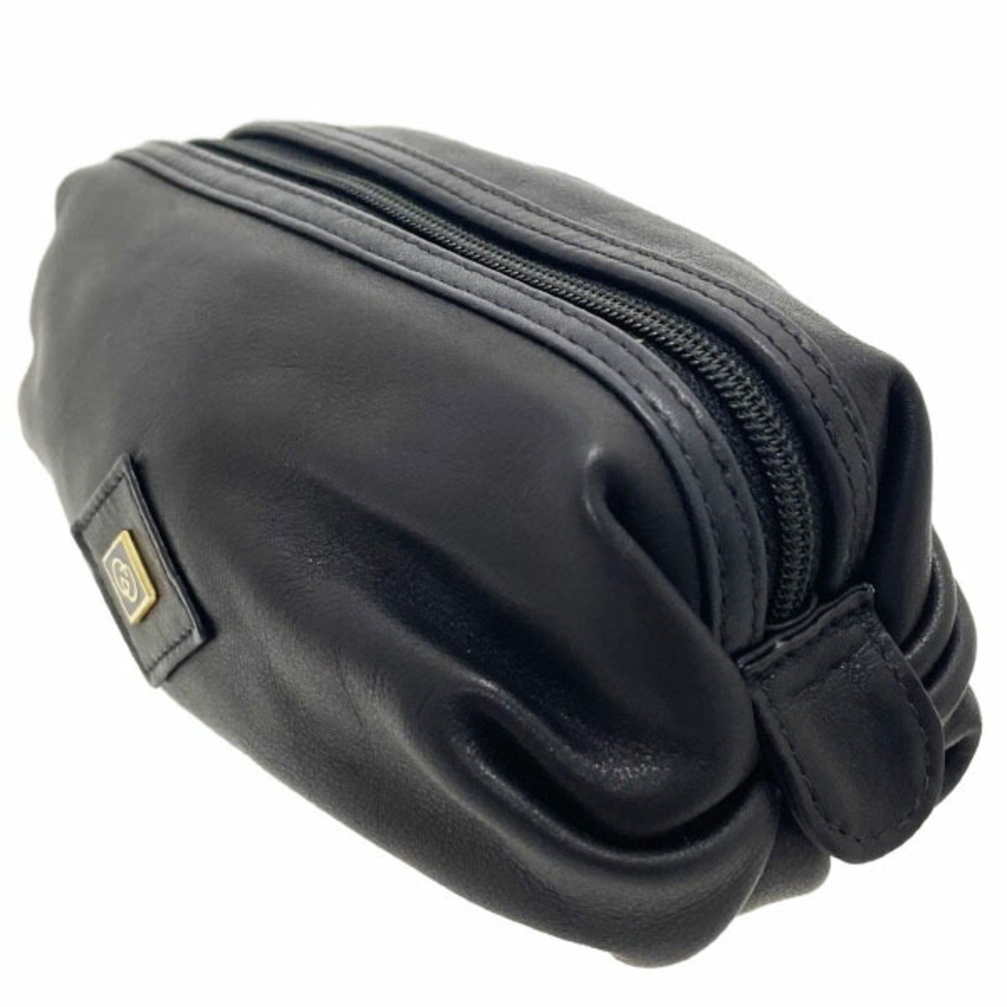 Gucci Gucci Pouch Old Multi Leather Black 039 416 GUCCI Interlocking G GG Gathered Pleated NN-15395 Size ONE SIZE - 4 Thumbnail