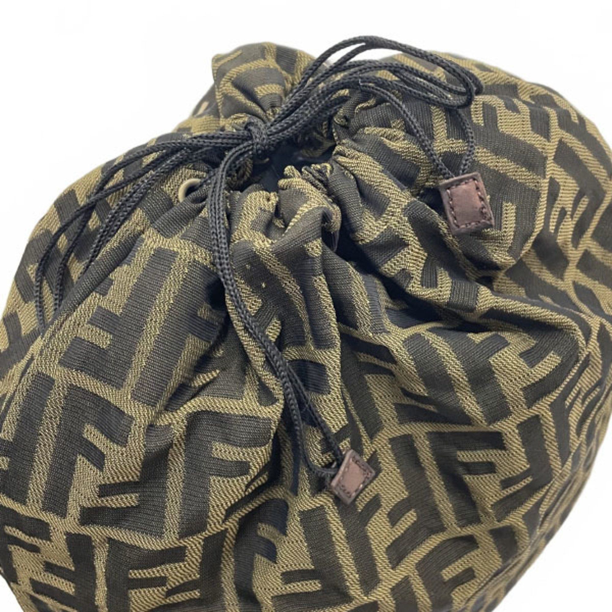 Fendi Fendi Pouch Zucca Nylon Canvas Khaki Black FENDI FF Bag Multi NN-14799 Size ONE SIZE - 4 Thumbnail
