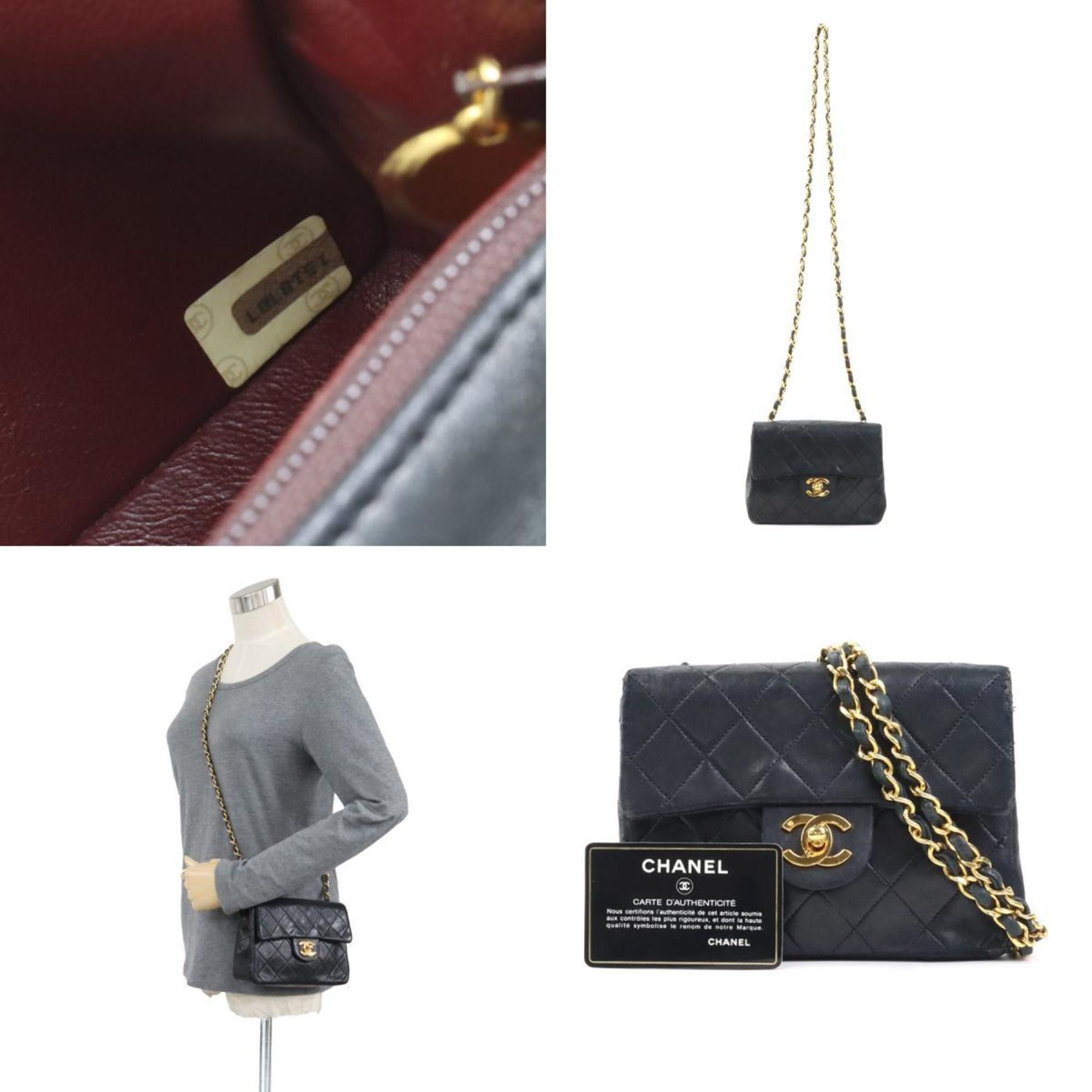 Chanel CHANEL Shoulder Bag Lambskin Black Gold Women's 90143a Size ONE SIZE - 5 Thumbnail