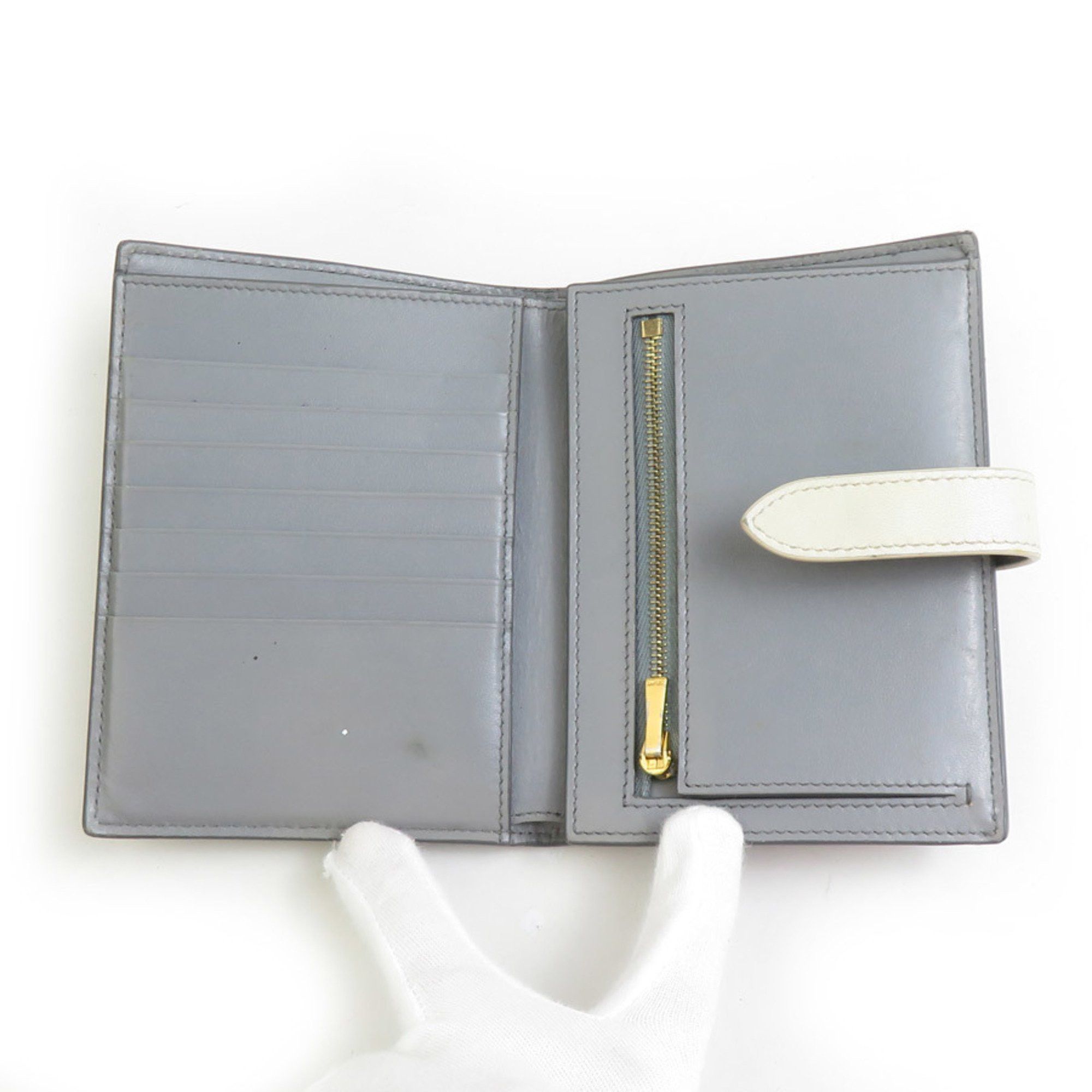 Celine CELINE Bi-fold Wallet Medium Strap Leather Gray x Ivory Women's h31246a Size ONE SIZE - 3 Thumbnail