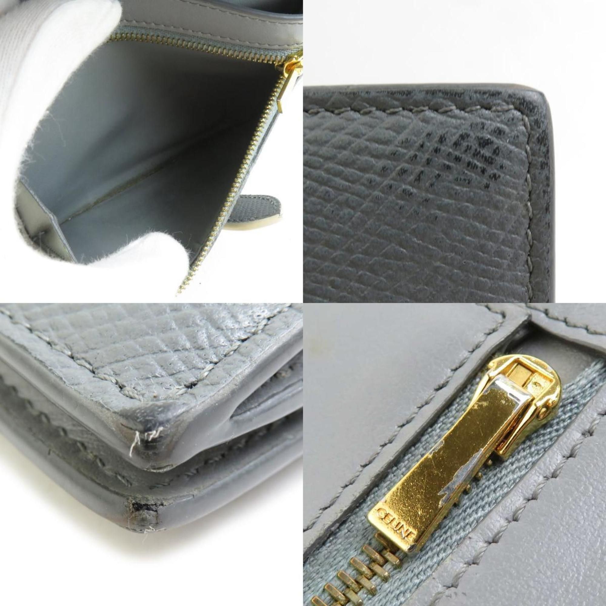 Celine CELINE Bi-fold Wallet Medium Strap Leather Gray x Ivory Women's h31246a Size ONE SIZE - 4 Thumbnail