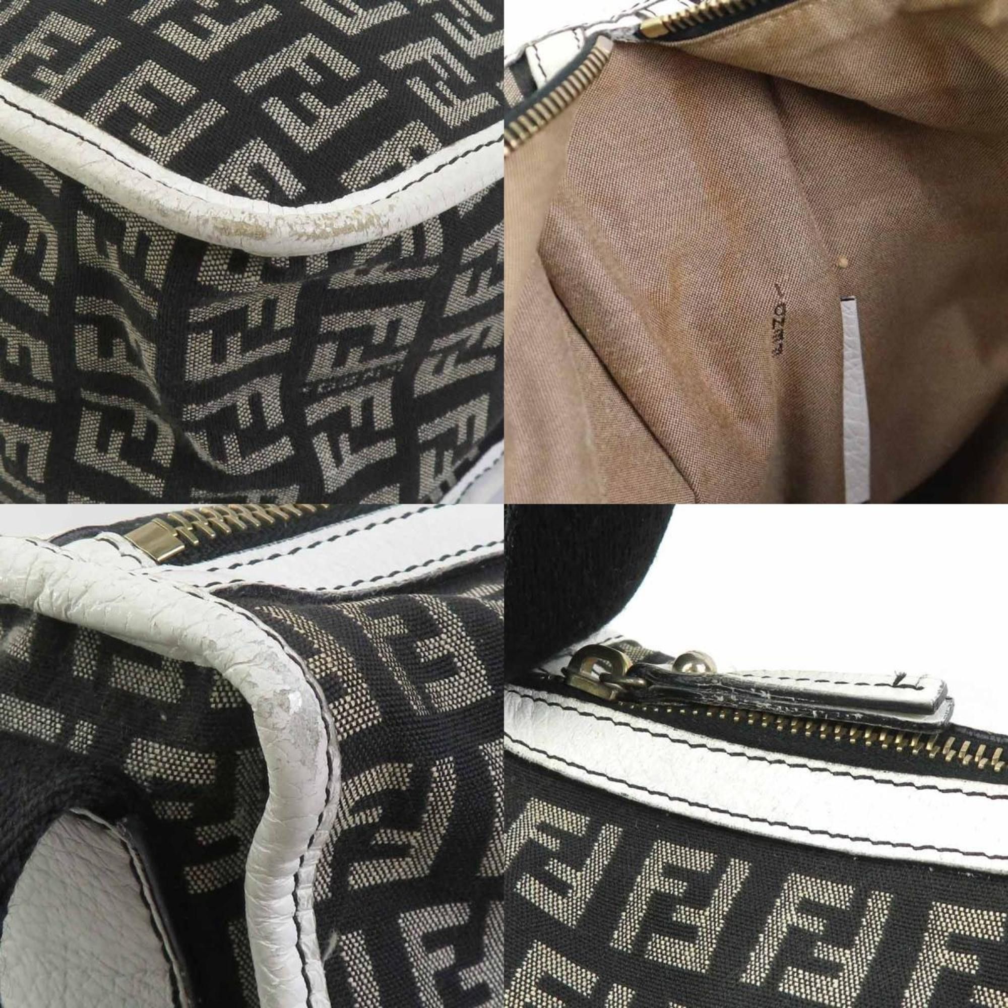 Fendi FENDI Shoulder Bag Zucchino Nylon Canvas Leather Black x White Women's h31234a Size ONE SIZE - 3 Thumbnail