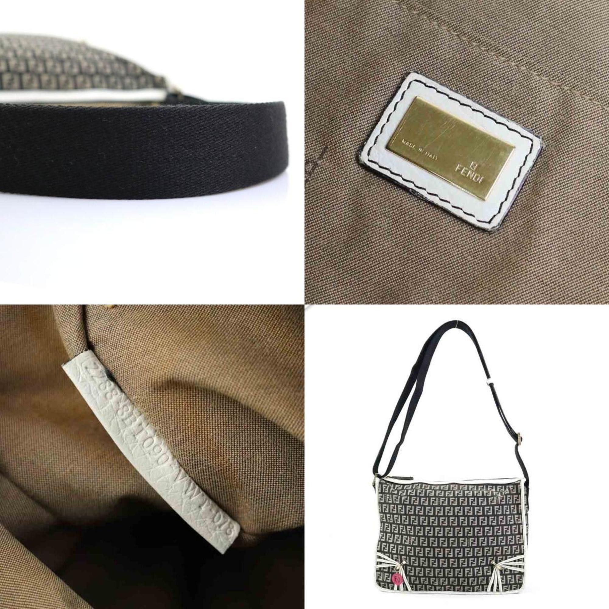 Fendi FENDI Shoulder Bag Zucchino Nylon Canvas Leather Black x White Women's h31234a Size ONE SIZE - 5 Thumbnail