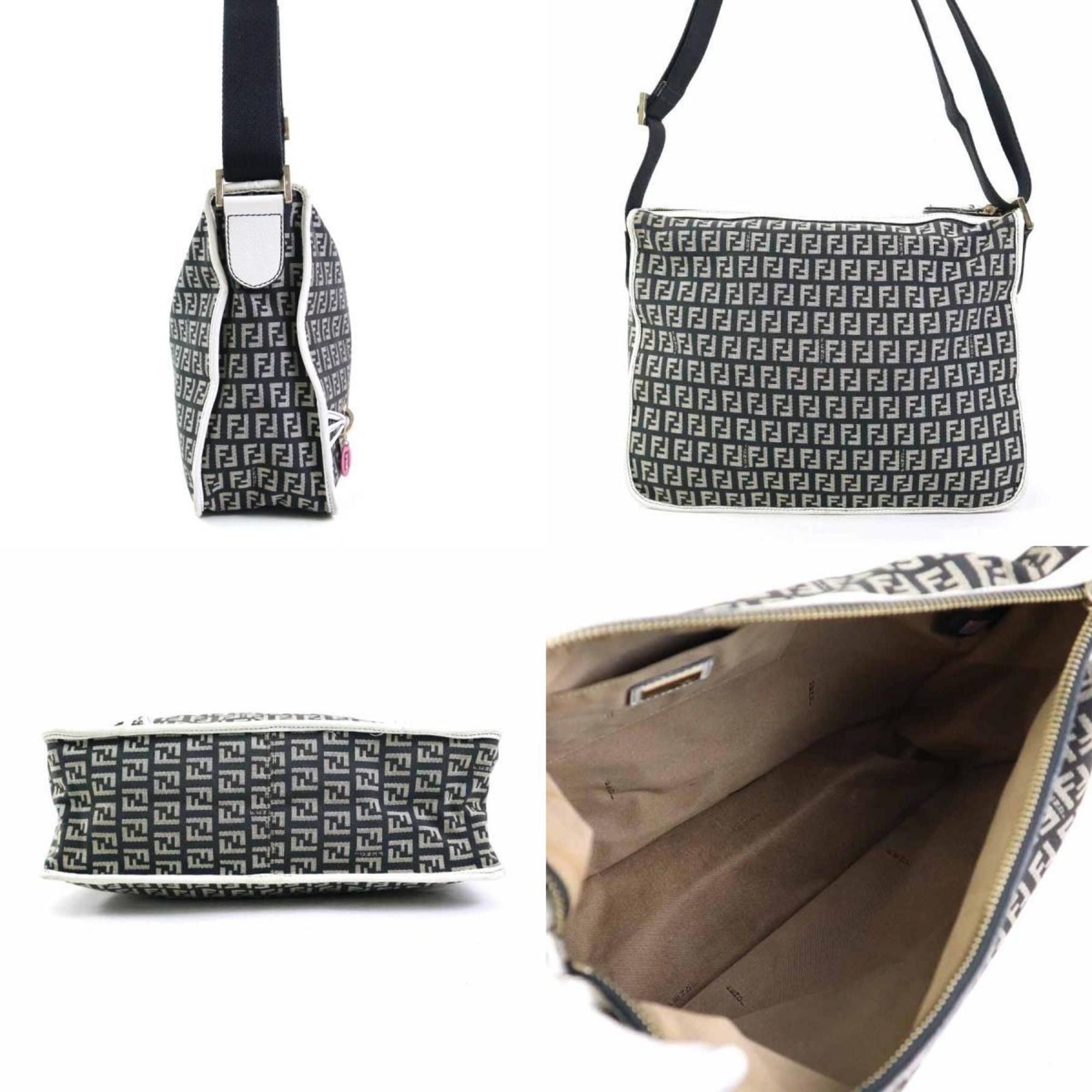 Fendi FENDI Shoulder Bag Zucchino Nylon Canvas Leather Black x White Women's h31234a Size ONE SIZE - 2 Thumbnail