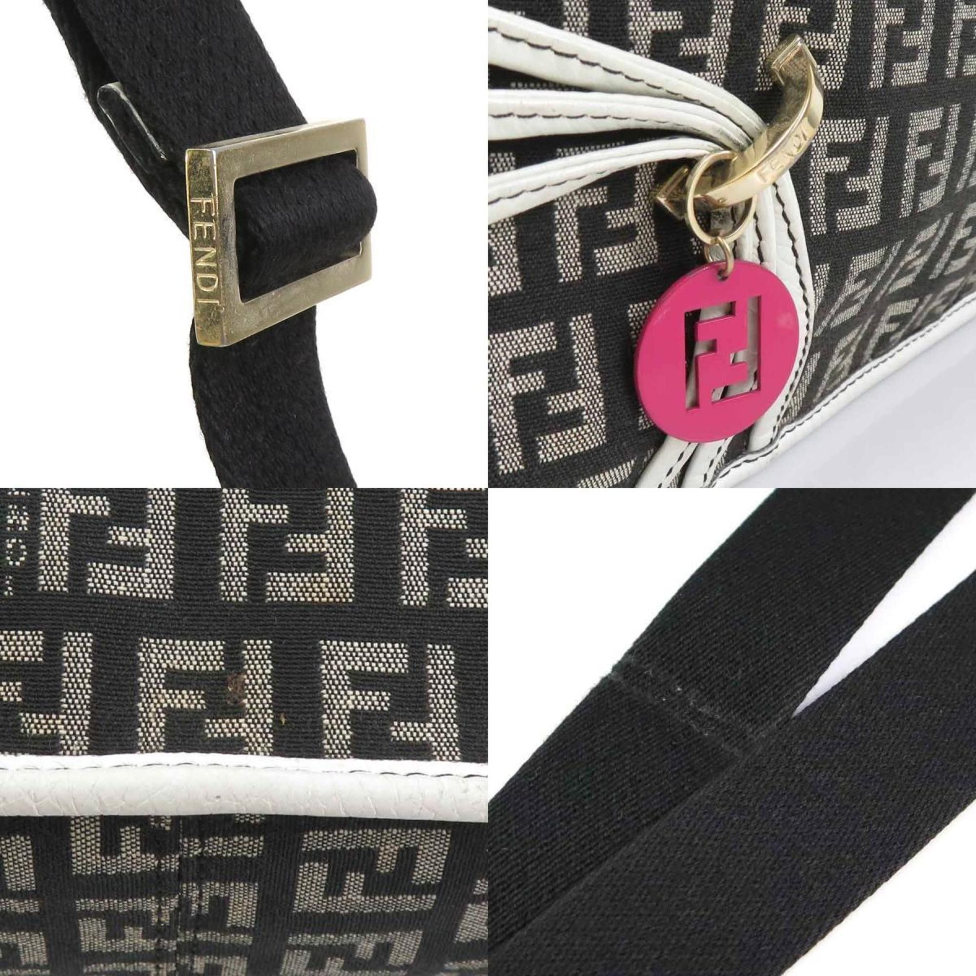 Fendi FENDI Shoulder Bag Zucchino Nylon Canvas Leather Black x White Women's h31234a Size ONE SIZE - 4 Thumbnail