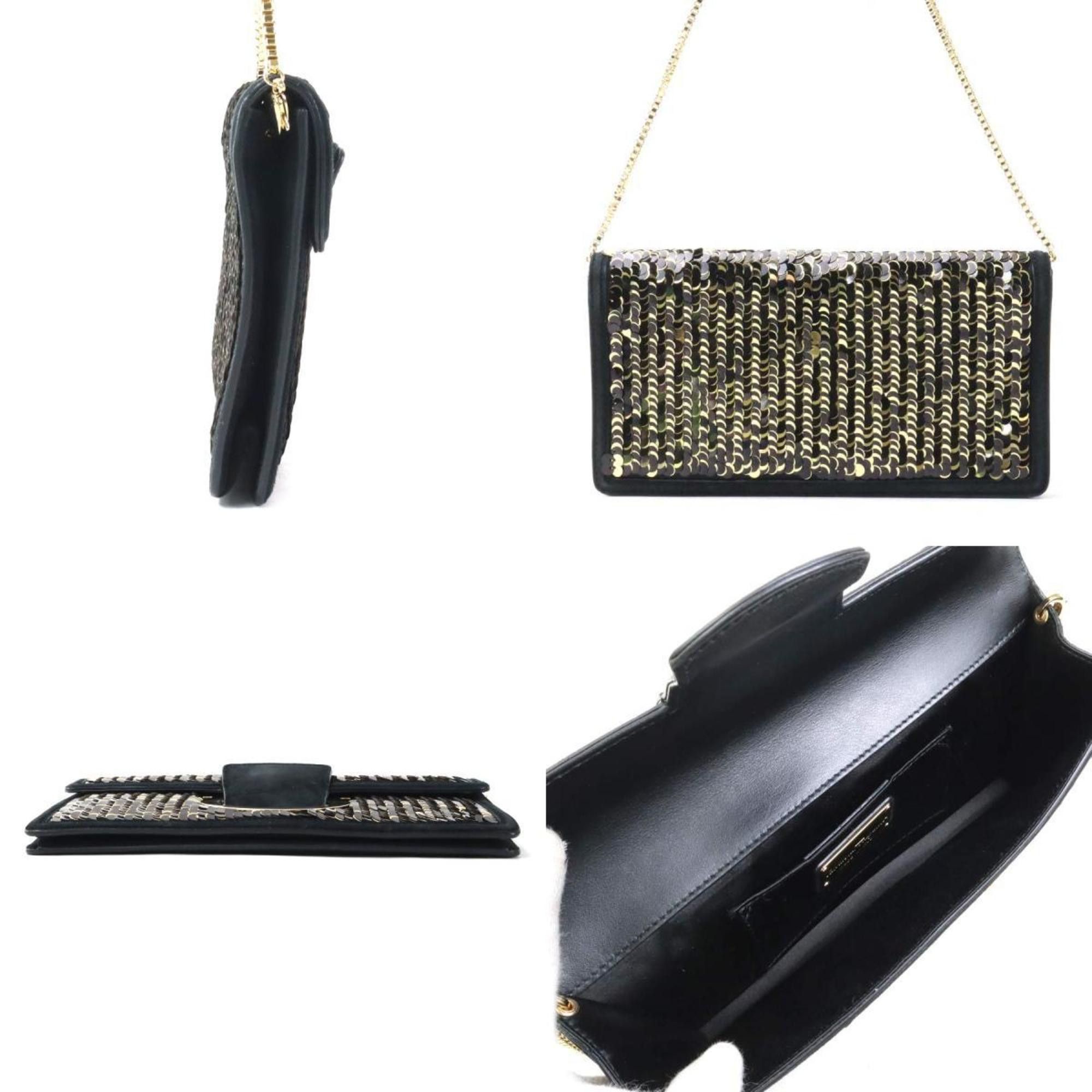 Salvatore Ferragamo Salvatore Ferragamo Shoulder Bag Clutch Gancini Sequin Nubuck Black Gold Women's e60495g Size ONE SIZE - 2 Thumbnail