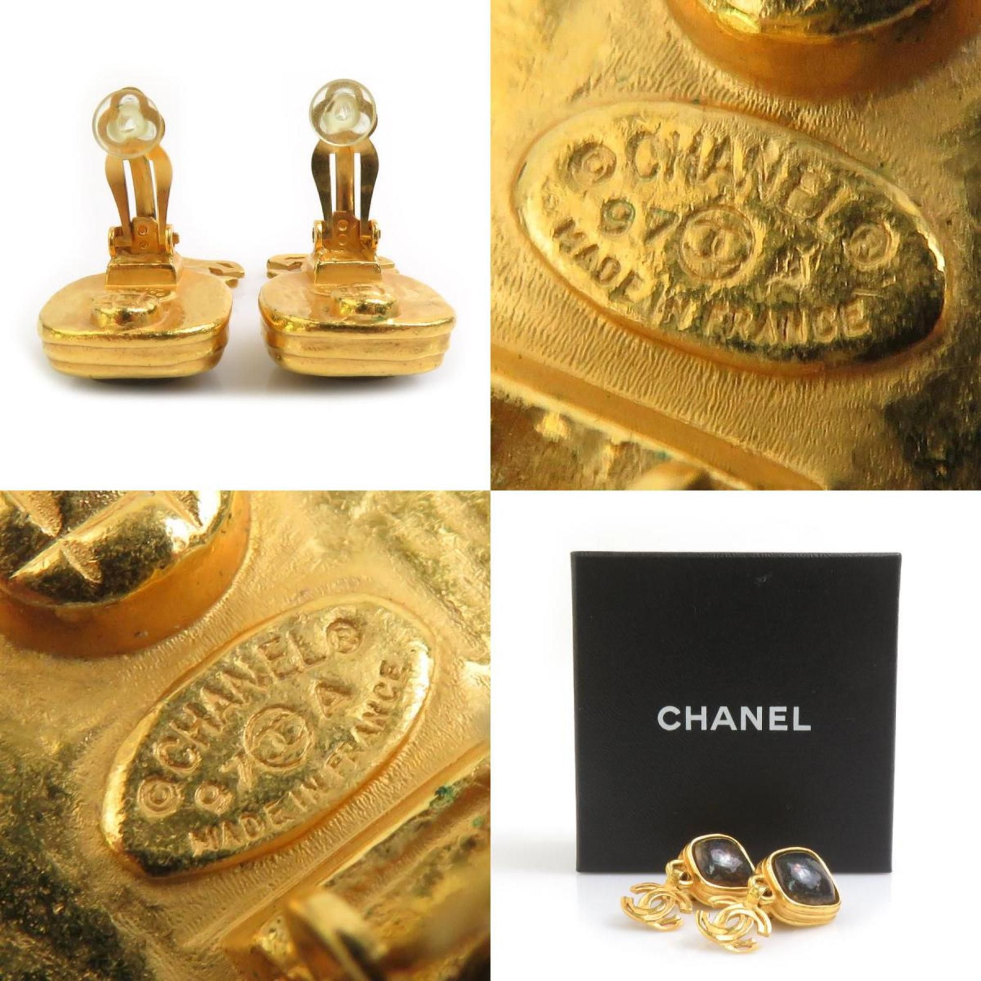 Chanel CHANEL Earrings Coco Mark Metal Stone Gold Women's e60485a Size ONE SIZE - 5 Thumbnail