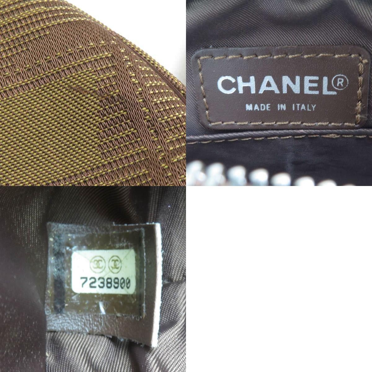 Chanel CHANEL Clutch Bag Pouch New Travel Line Nylon Jacquard Khaki Brown Women's e60499g Size ONE SIZE - 5 Thumbnail