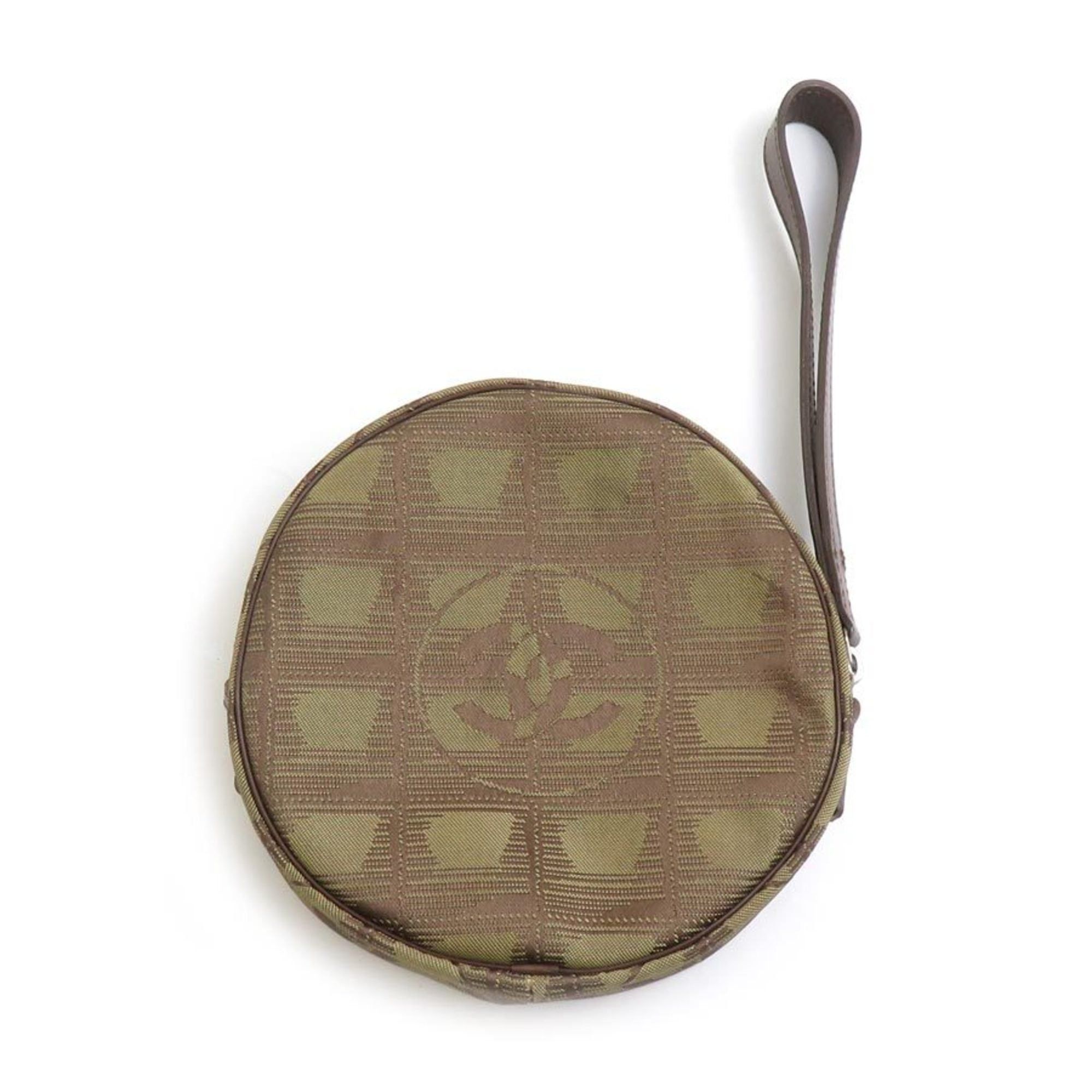 Chanel CHANEL Clutch Bag Pouch New Travel Line Nylon Jacquard Khaki Brown Women's e60499g Size ONE SIZE - 2 Thumbnail