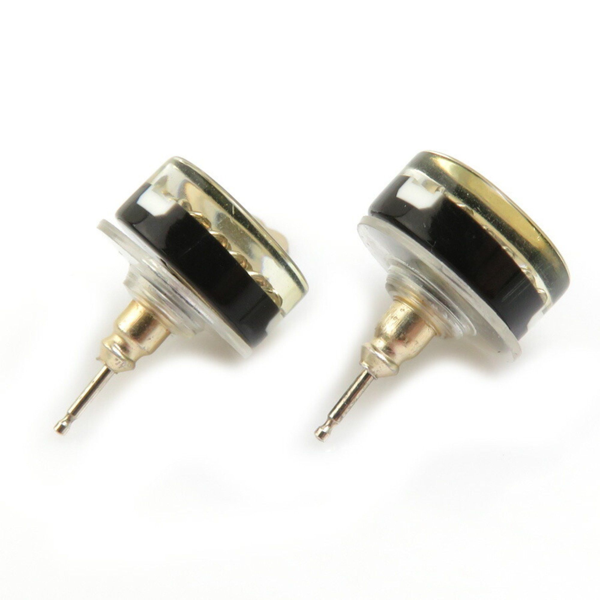 Chanel CHANEL Earrings, Resin, Metal, Black x White Gold, Women's, r10618g Size ONE SIZE - 3 Thumbnail