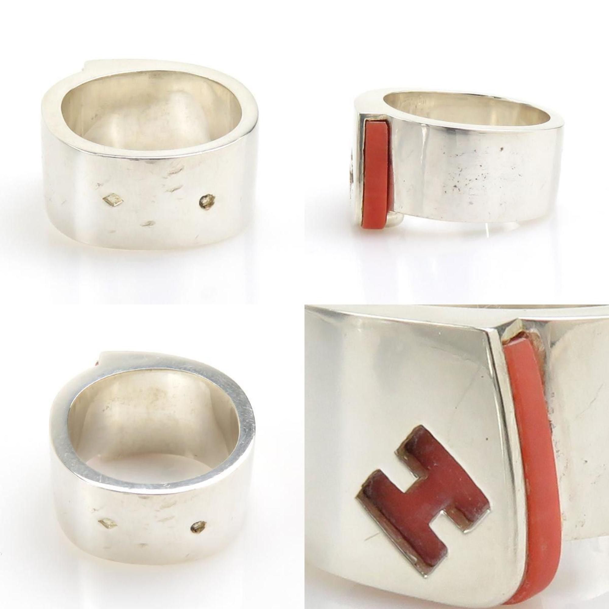 Hermes Hermes Ring, Silver 925, Silver, Orange, Women's e60488a Size ONE SIZE - 4 Thumbnail