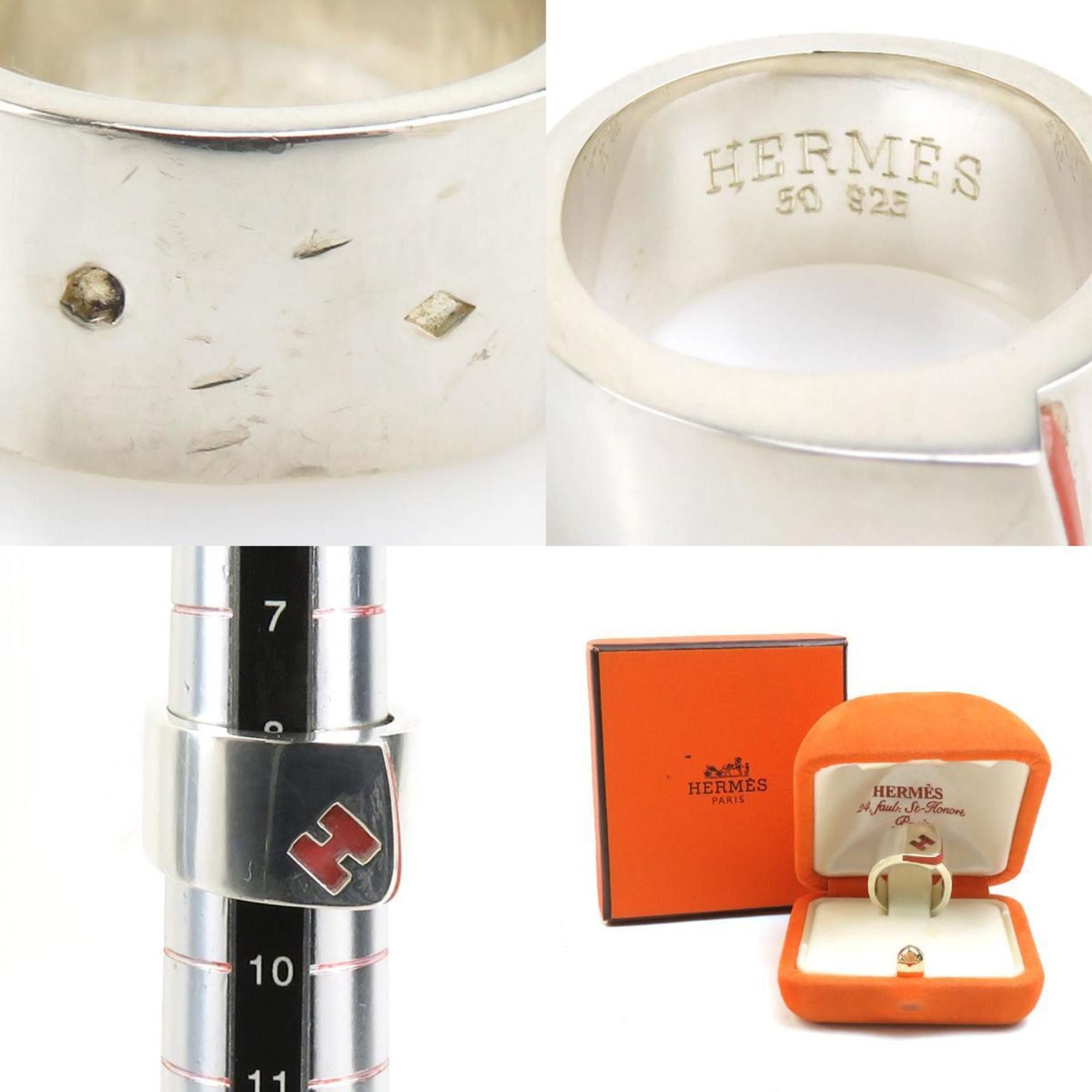 Hermes Hermes Ring, Silver 925, Silver, Orange, Women's e60488a Size ONE SIZE - 5 Thumbnail