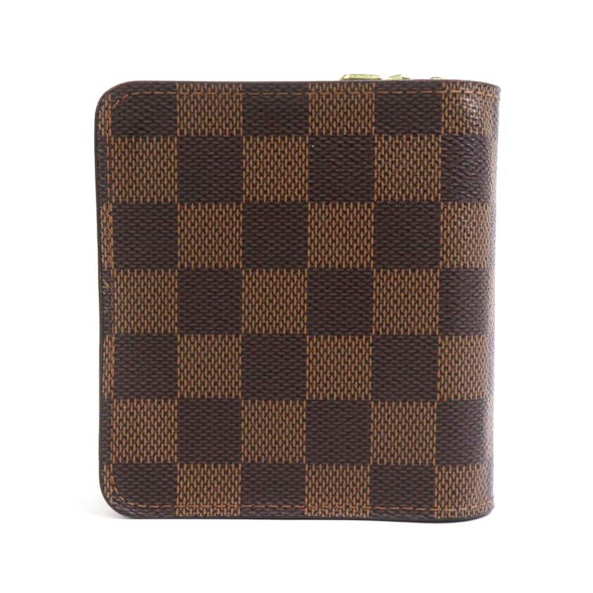 Louis Vuitton Bi-fold wallet Damier Compact Zip canvas Brown Gold Men's Women's N61668 e60479a