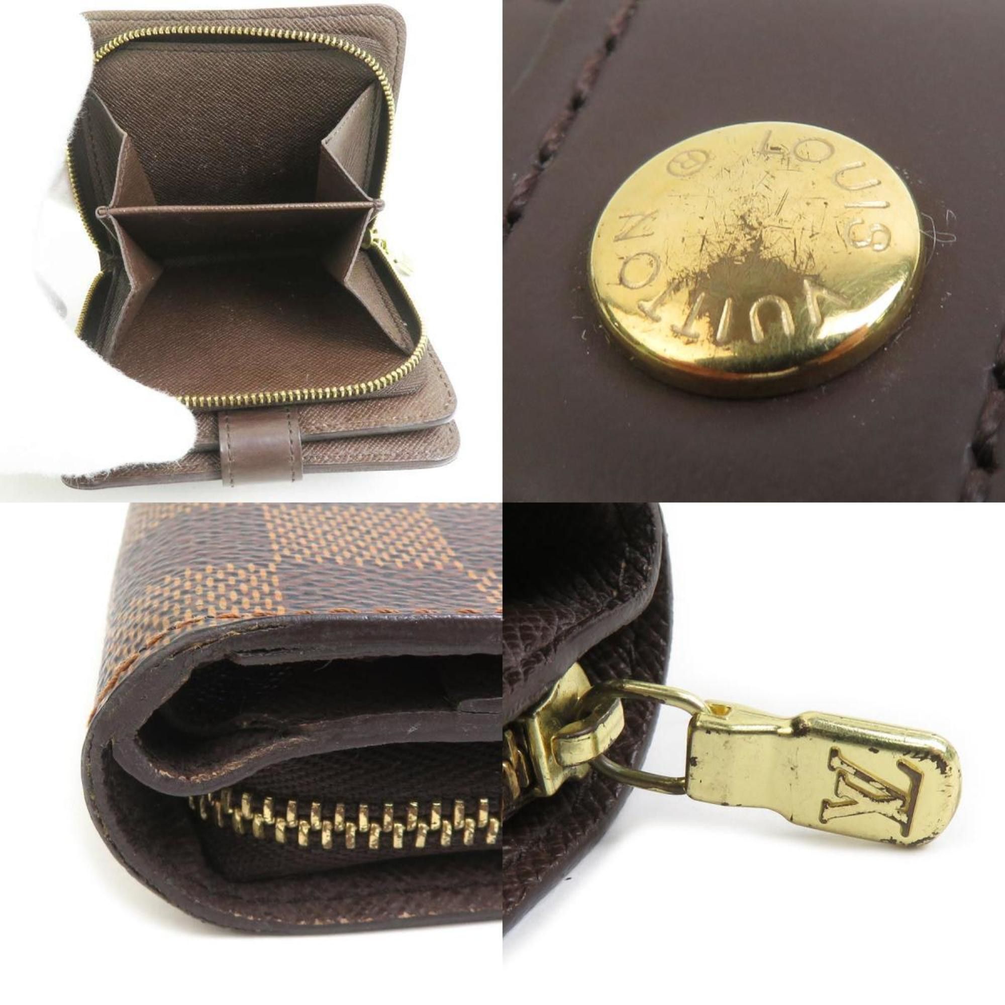 Louis Vuitton Bi-fold wallet Damier Compact Zip canvas Brown Gold Men's Women's N61668 e60479a
