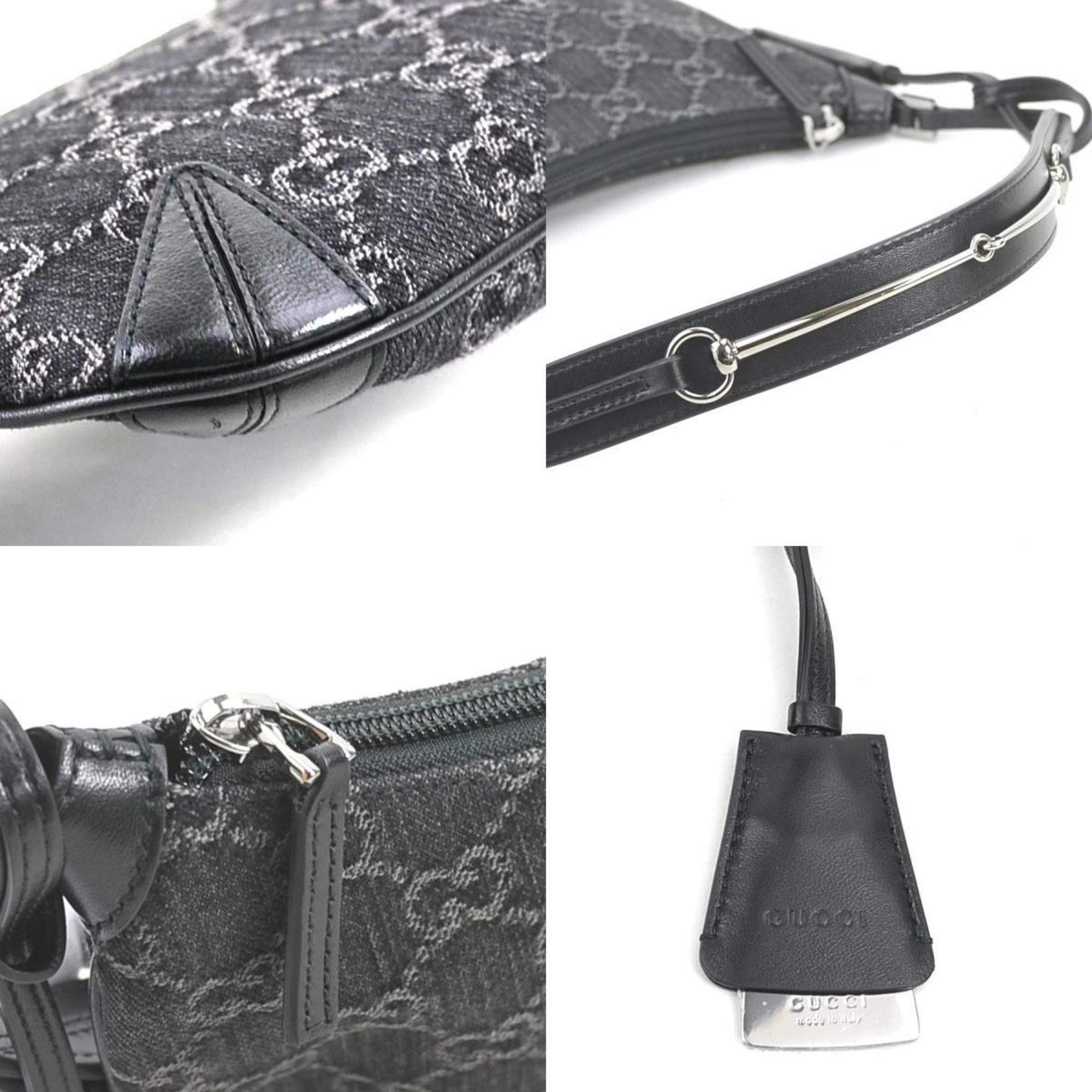 Gucci GUCCI Shoulder Bag GG Denim Horsebit Small Leather Black Women's 774719 e60472g Size ONE SIZE - 4 Thumbnail
