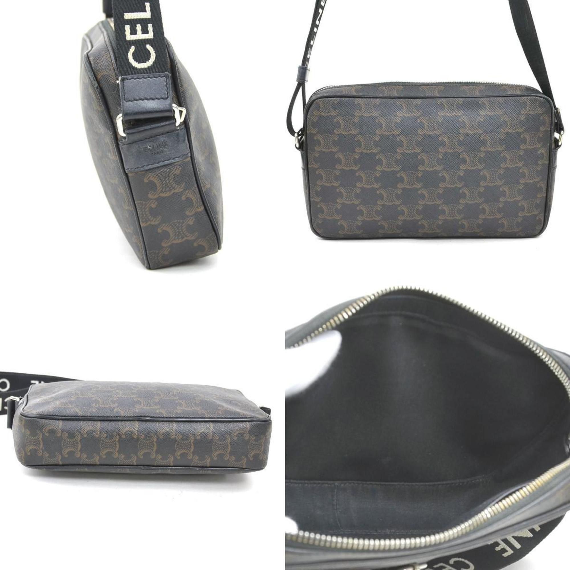 Celine CELINE Shoulder Bag Coated Canvas Brown x Black Men's Women's 90138a Size ONE SIZE - 2 Thumbnail