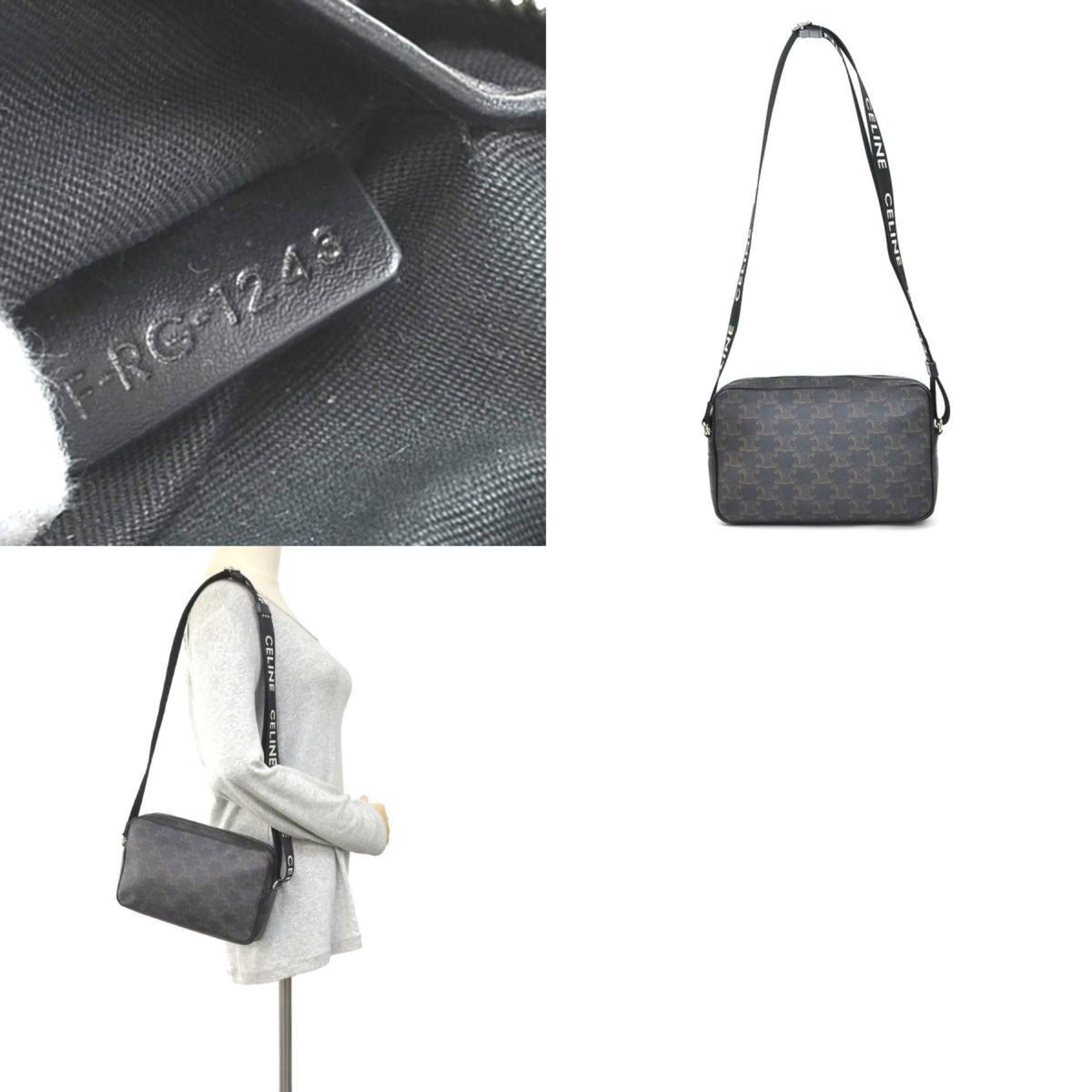 Celine CELINE Shoulder Bag Coated Canvas Brown x Black Men's Women's 90138a Size ONE SIZE - 5 Thumbnail