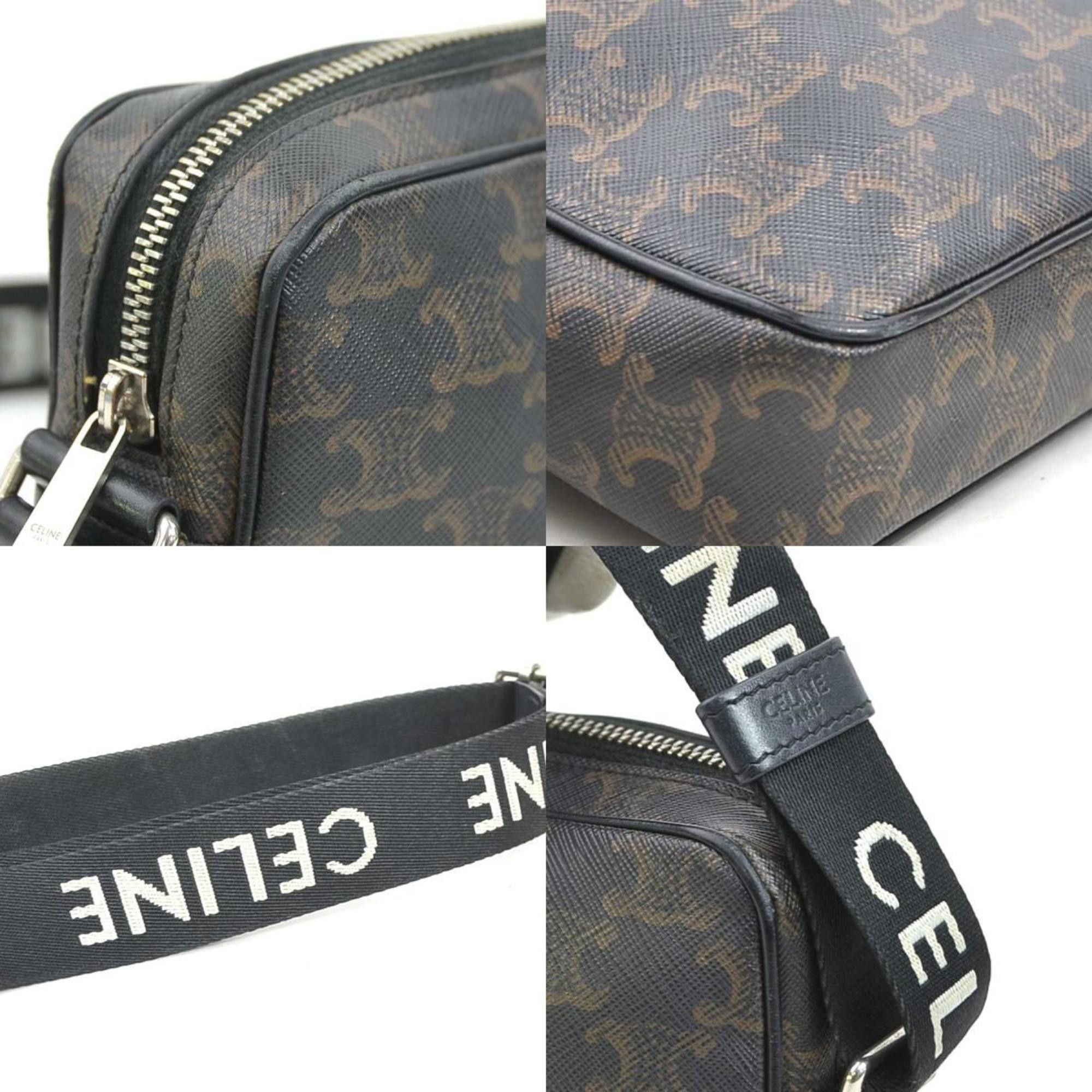 Celine CELINE Shoulder Bag Coated Canvas Brown x Black Men's Women's 90138a Size ONE SIZE - 3 Thumbnail