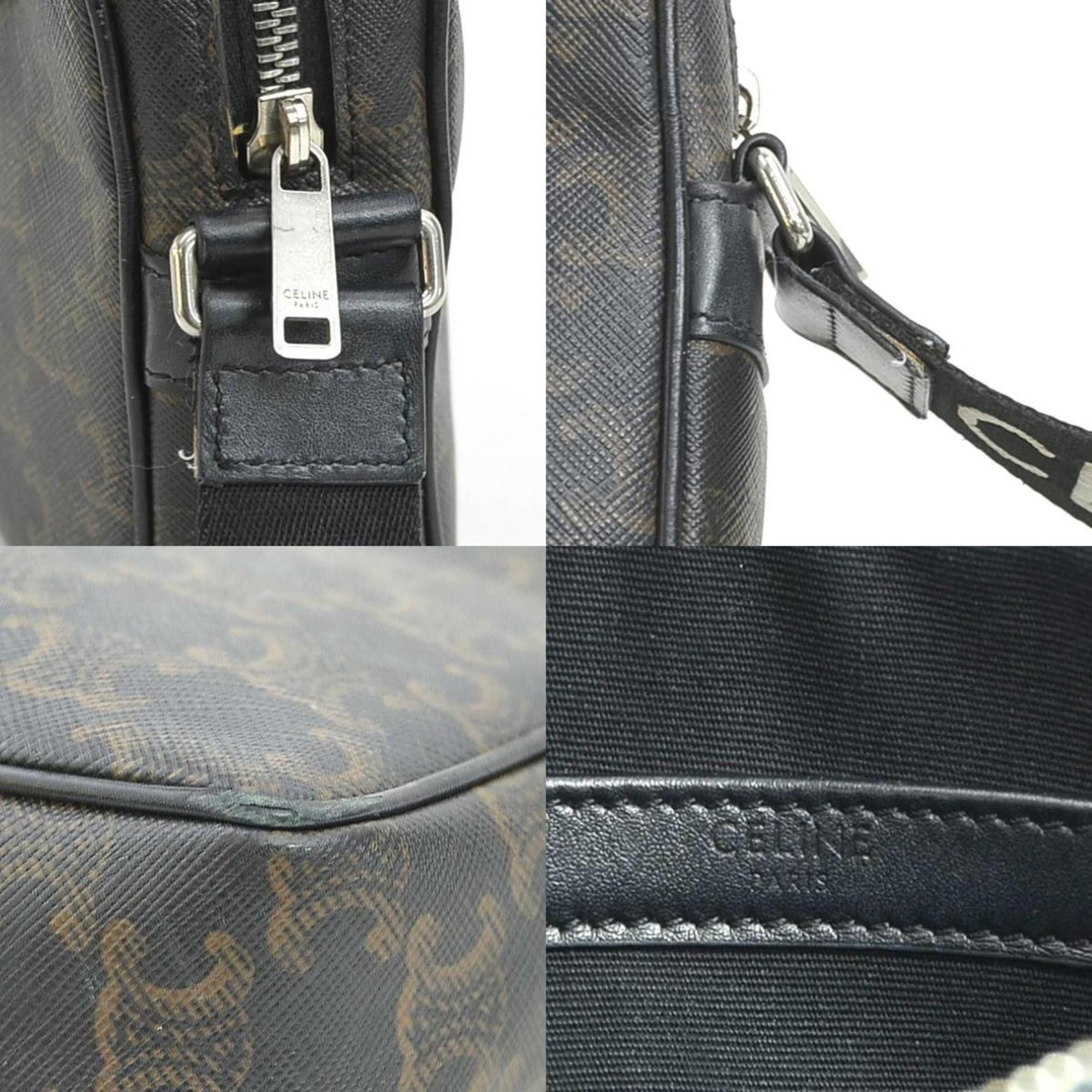 Celine CELINE Shoulder Bag Coated Canvas Brown x Black Men's Women's 90138a Size ONE SIZE - 4 Thumbnail