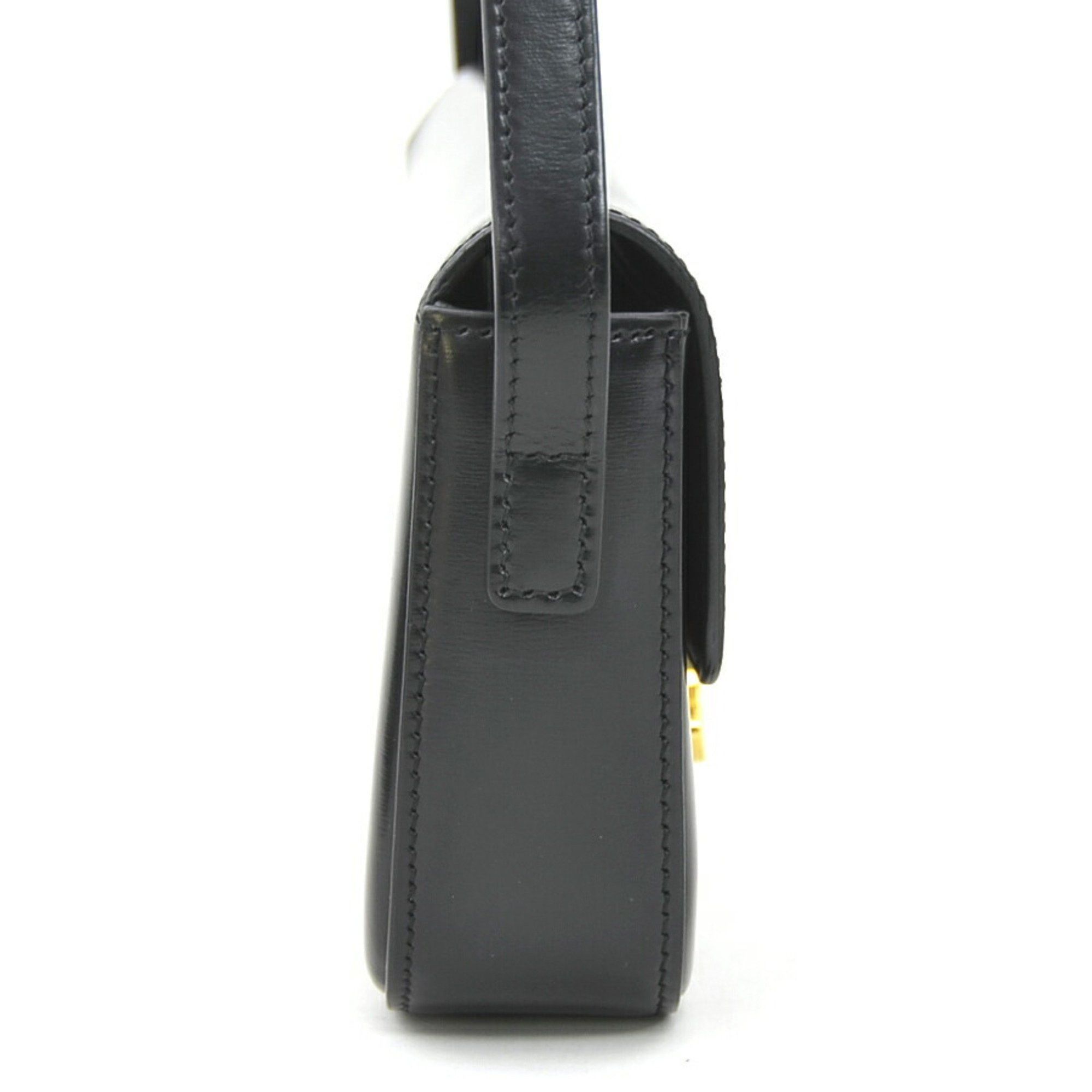Celine CELINE Triomphe Shoulder Bag Leather Black Women's 90137g Size ONE SIZE - 2 Thumbnail